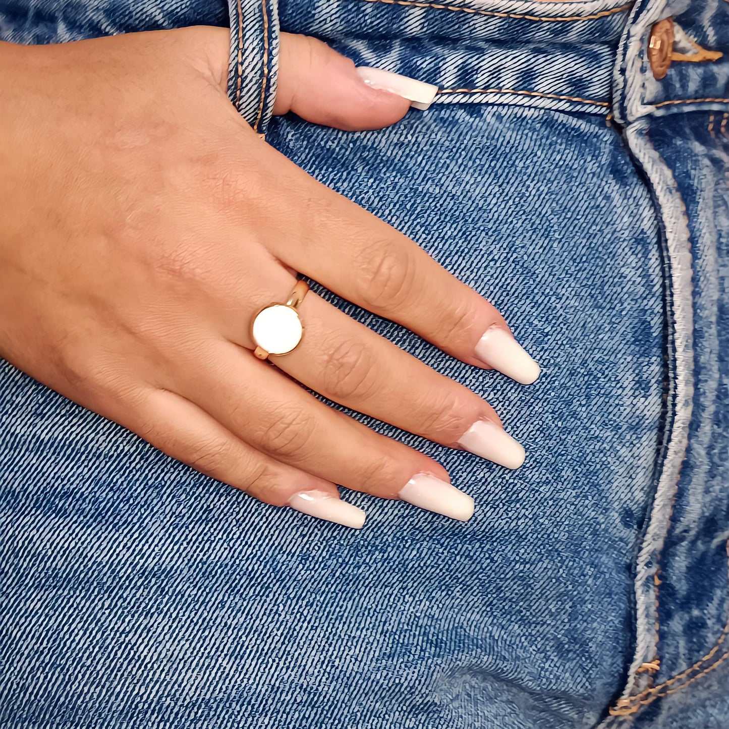Anillo Zara | Acero inoxidable chapado en oro de 14k | Resina | Arcilla polimérica | Partículas de vidrio