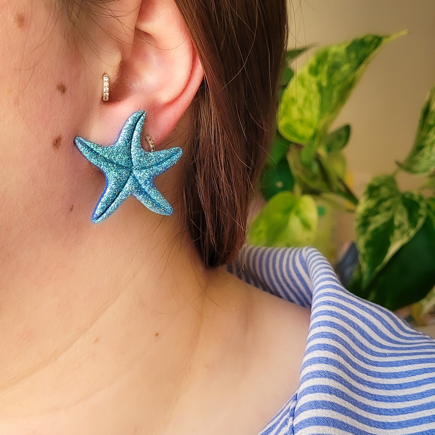 Brincos Shelly | concha | estrela do mar | Glitter | polymer clay