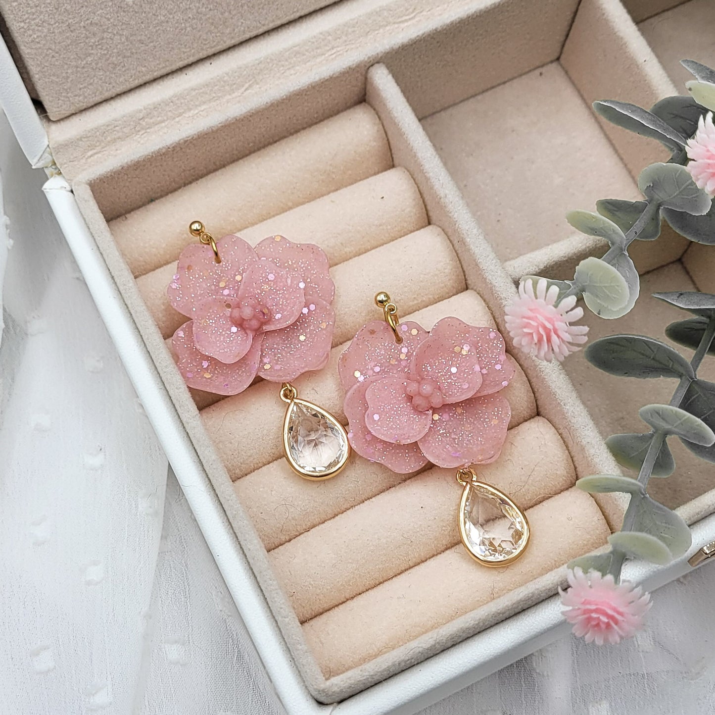 Brincos Julieta | São Valentim | polymer Clay | ouro 18k | flor