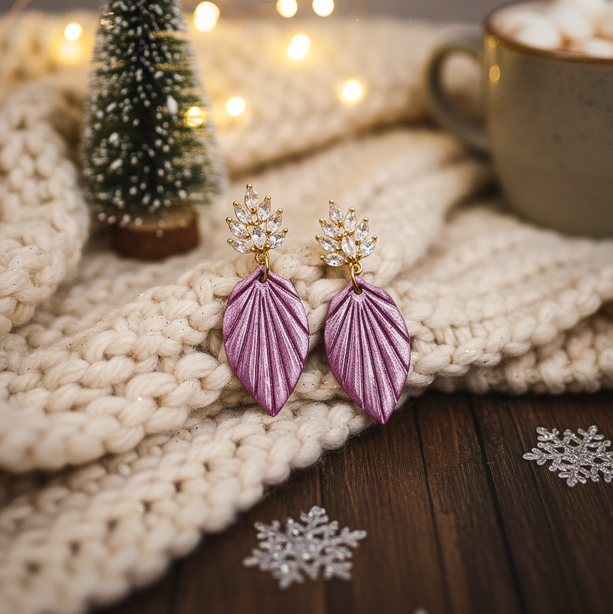 Brincos Laura | folha | zircónia | polymer clay