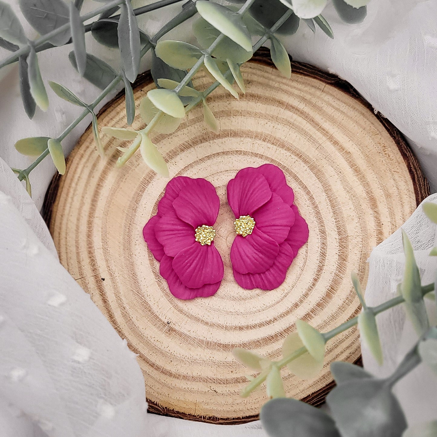 Brincos Sophia | flor | polymer clay