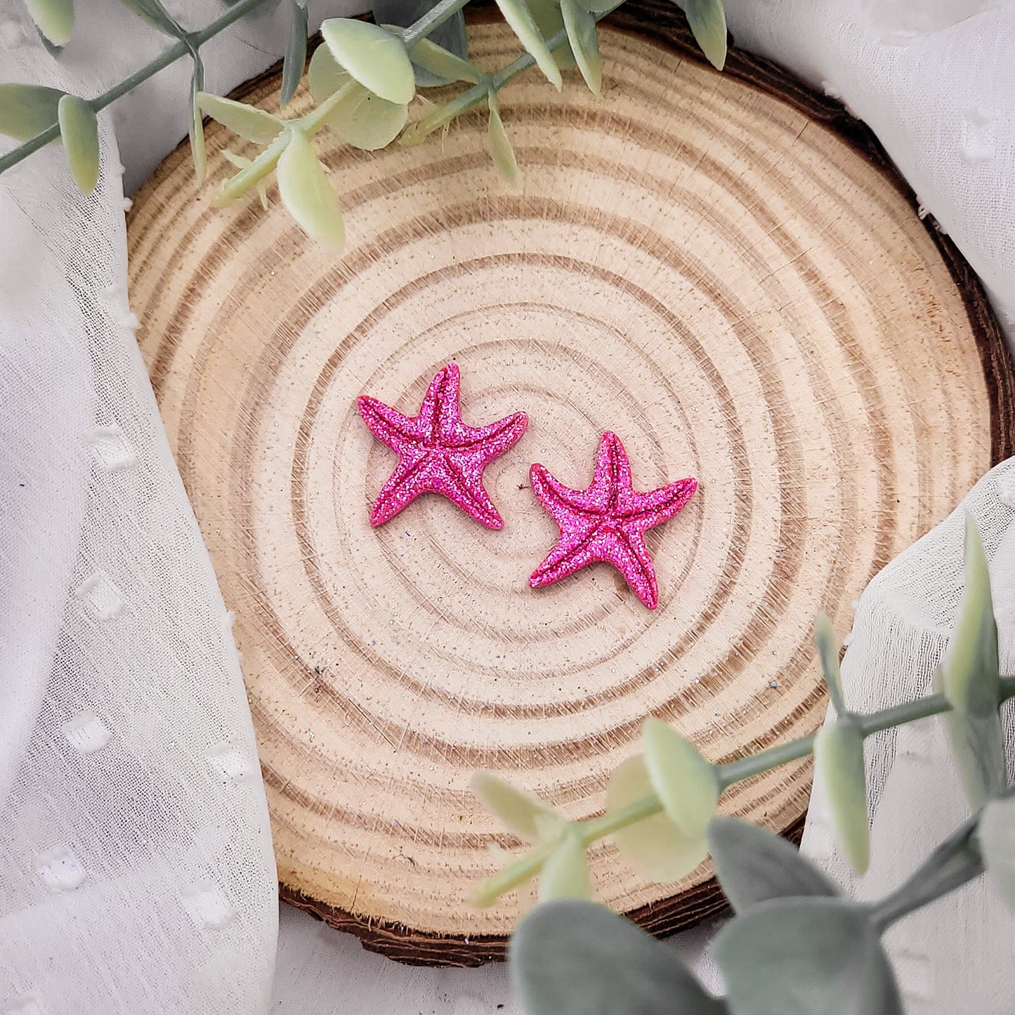 Brincos Mia | estrelas do mar | glitter | polymer clay