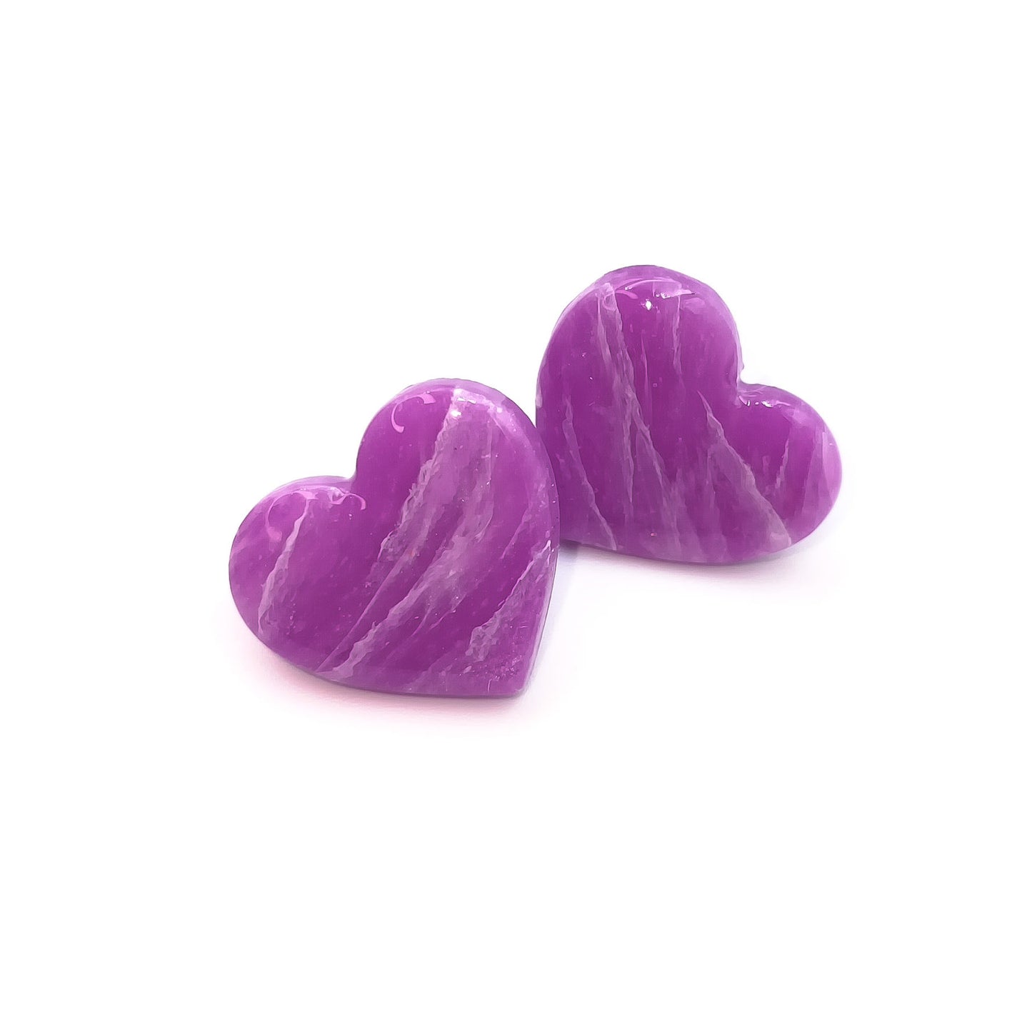 Alice earrings | marbled heart | polymer clay and resin