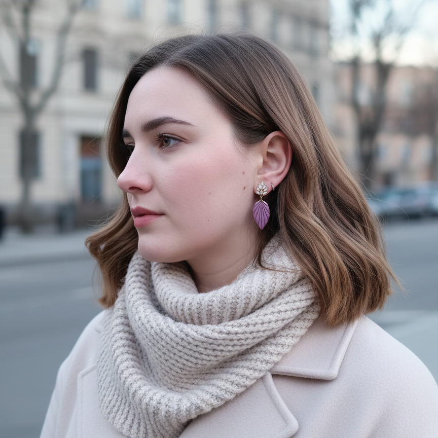 Brincos Laura | folha | zircónia | polymer clay