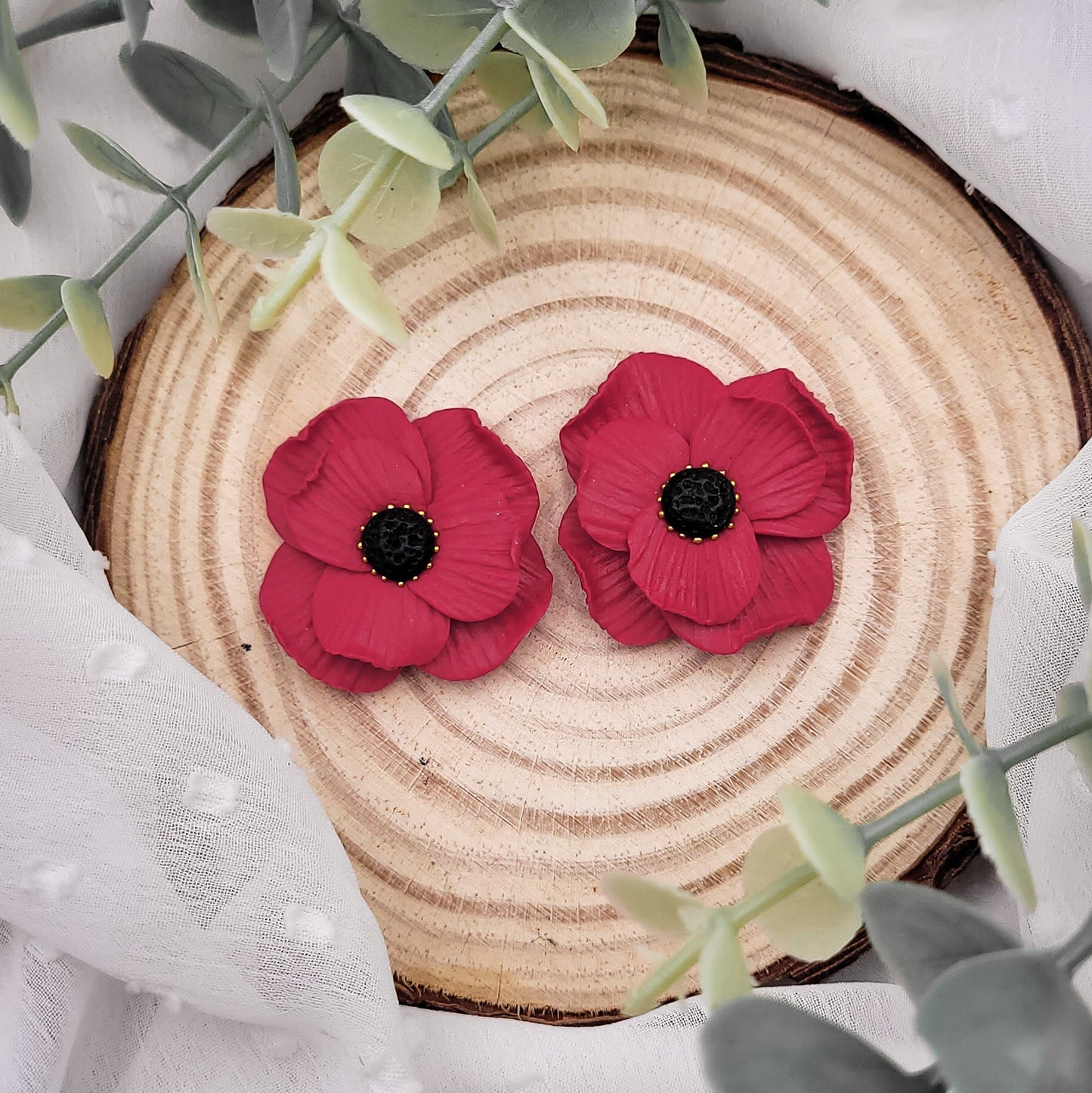 Brincos Poppy | papoila | flor | polymer clay