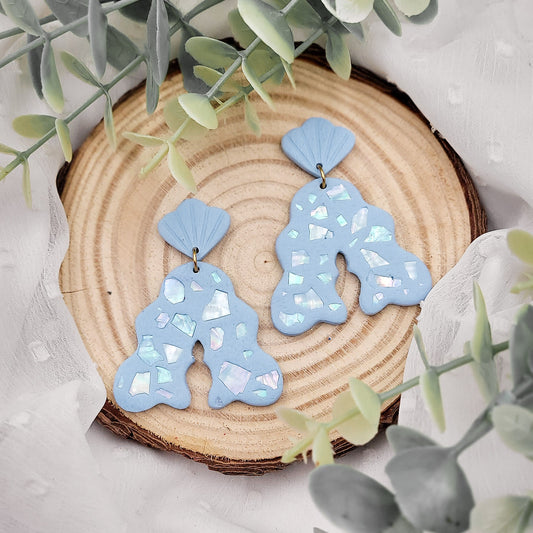 Brincos Celeste | conchas | polymer clay