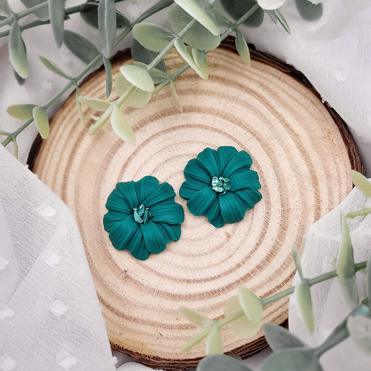 Brincos Blair | flor | polymer clay | partículas de vidro