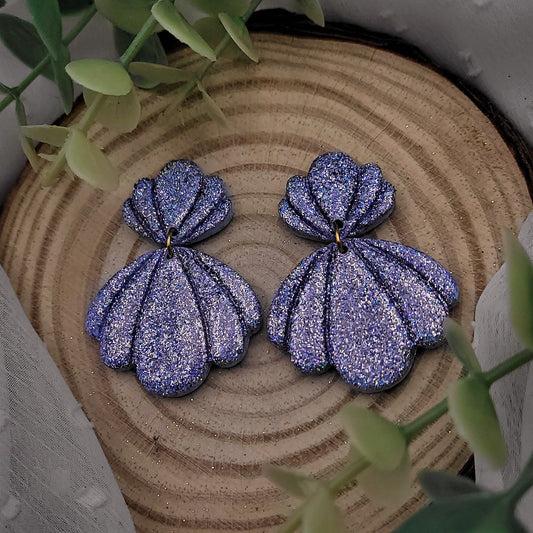 Brincos Vaiana | concha | Glitter | polymer clay