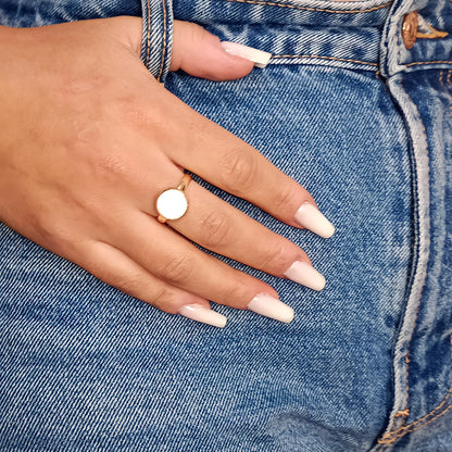 Anillo Zara | Acero inoxidable chapado en oro de 14k | Resina | Arcilla polimérica | Partículas de vidrio