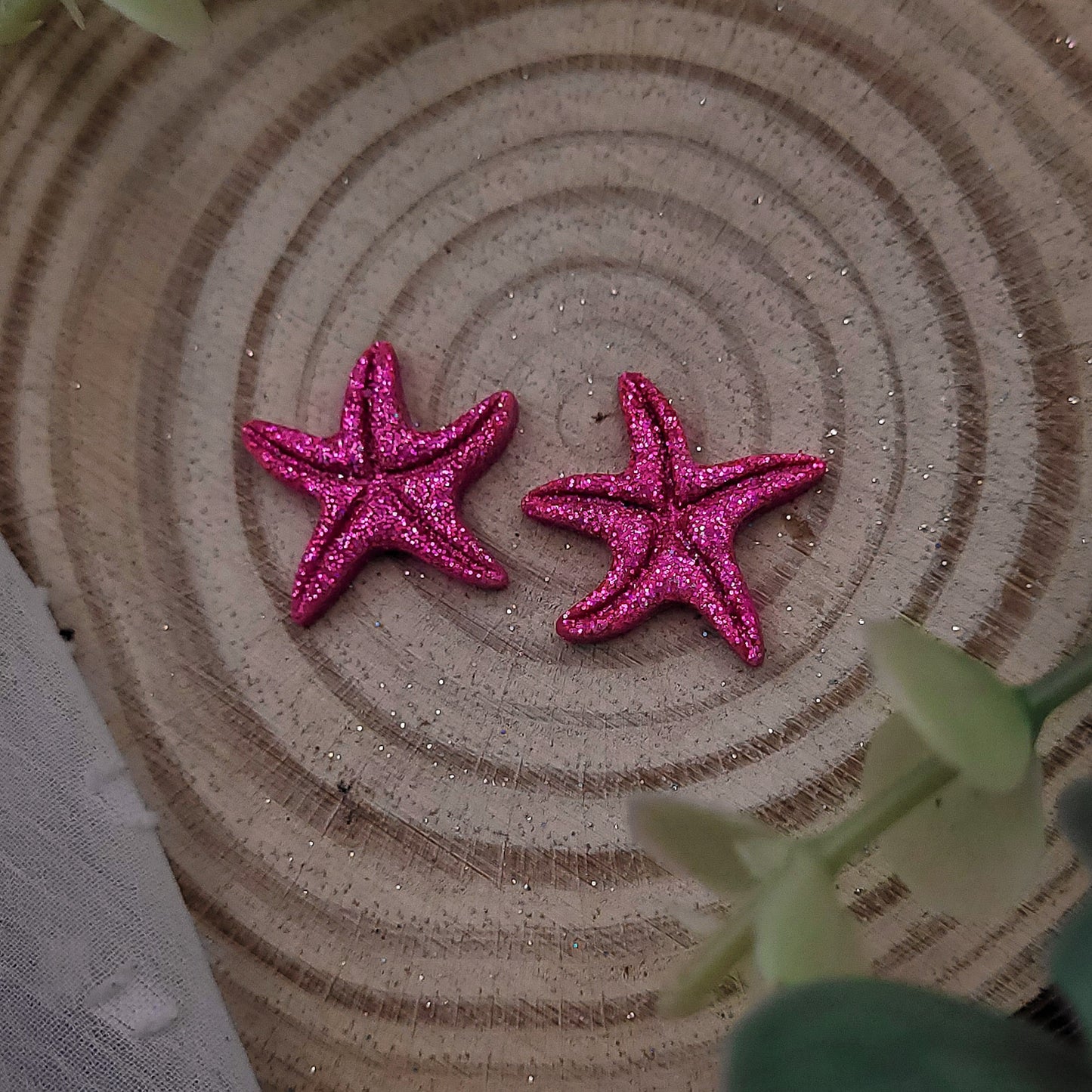 Brincos Mia | estrelas do mar | glitter | polymer clay