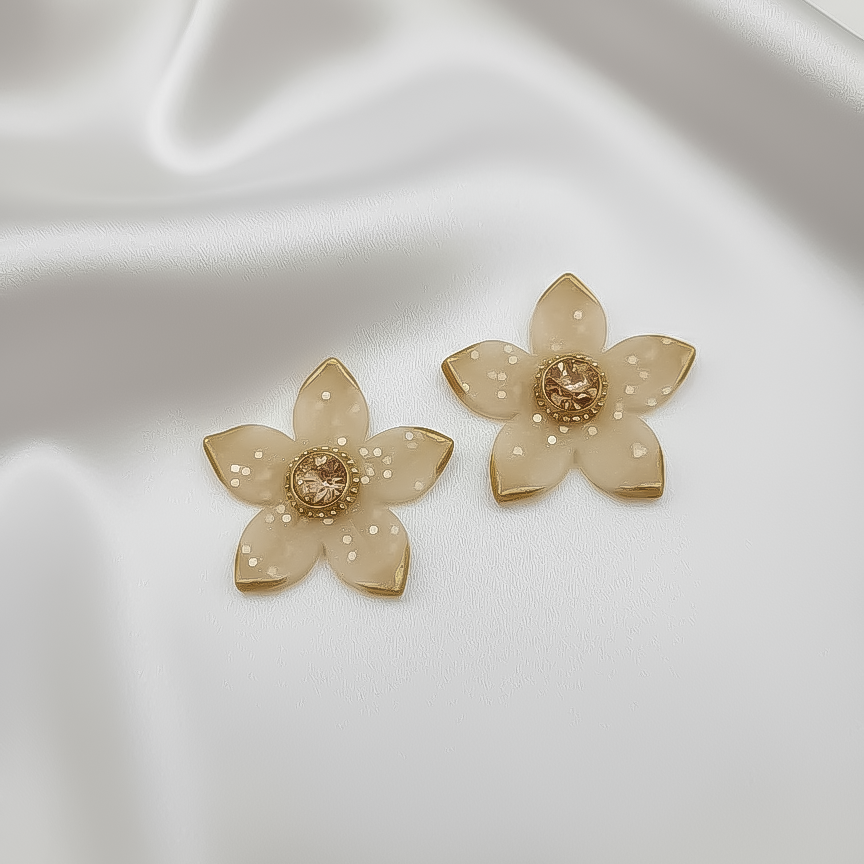 Brincos Jasmine | polymer clay | partículas de vidro