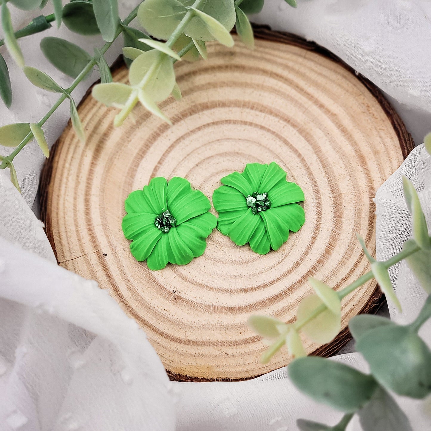 Brincos Blair | flor | polymer clay | partículas de vidro