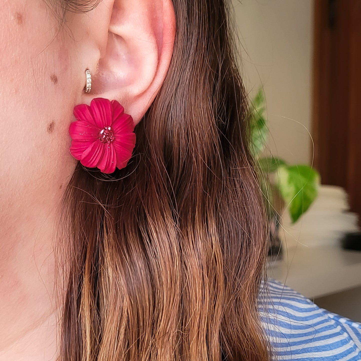 Brincos Blair | flor | polymer clay | partículas de vidro