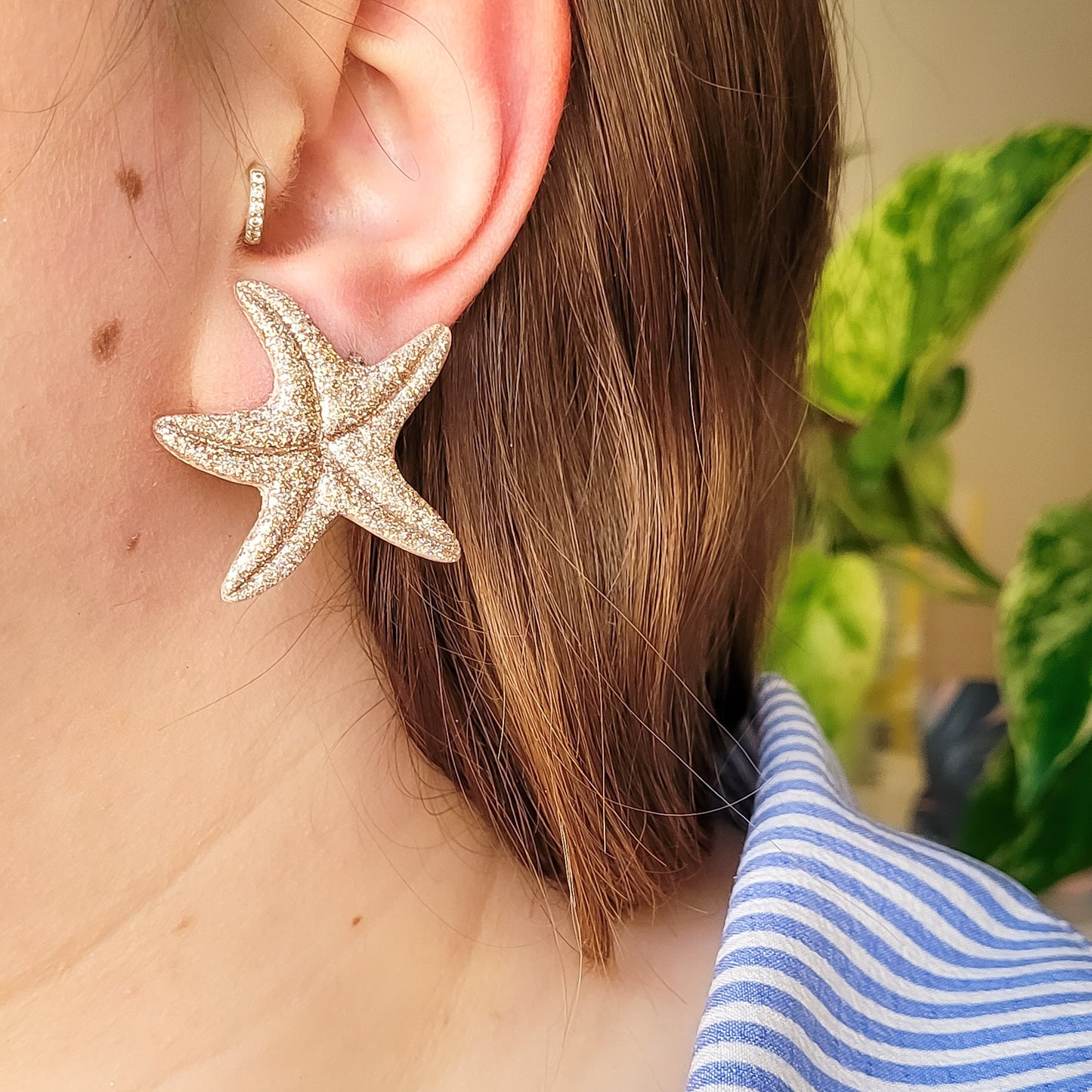 Brincos Mia | estrelas do mar | glitter | polymer clay