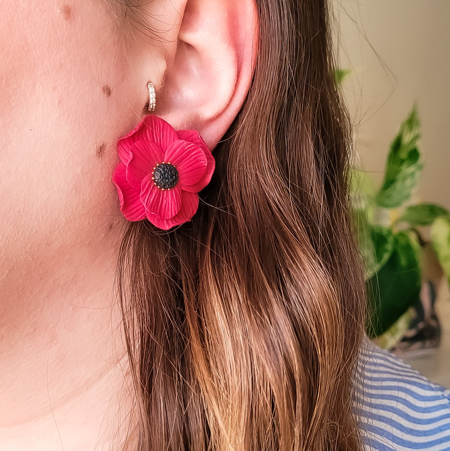 Brincos Poppy | papoila | flor | polymer clay