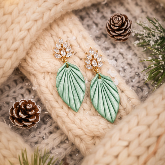 Brincos Laura | folha | zircónia | polymer clay