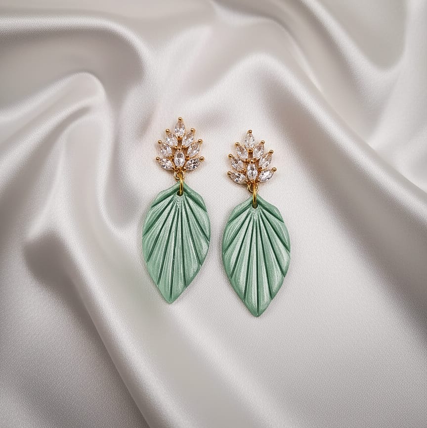 Brincos Laura | folha | zircónia | polymer clay