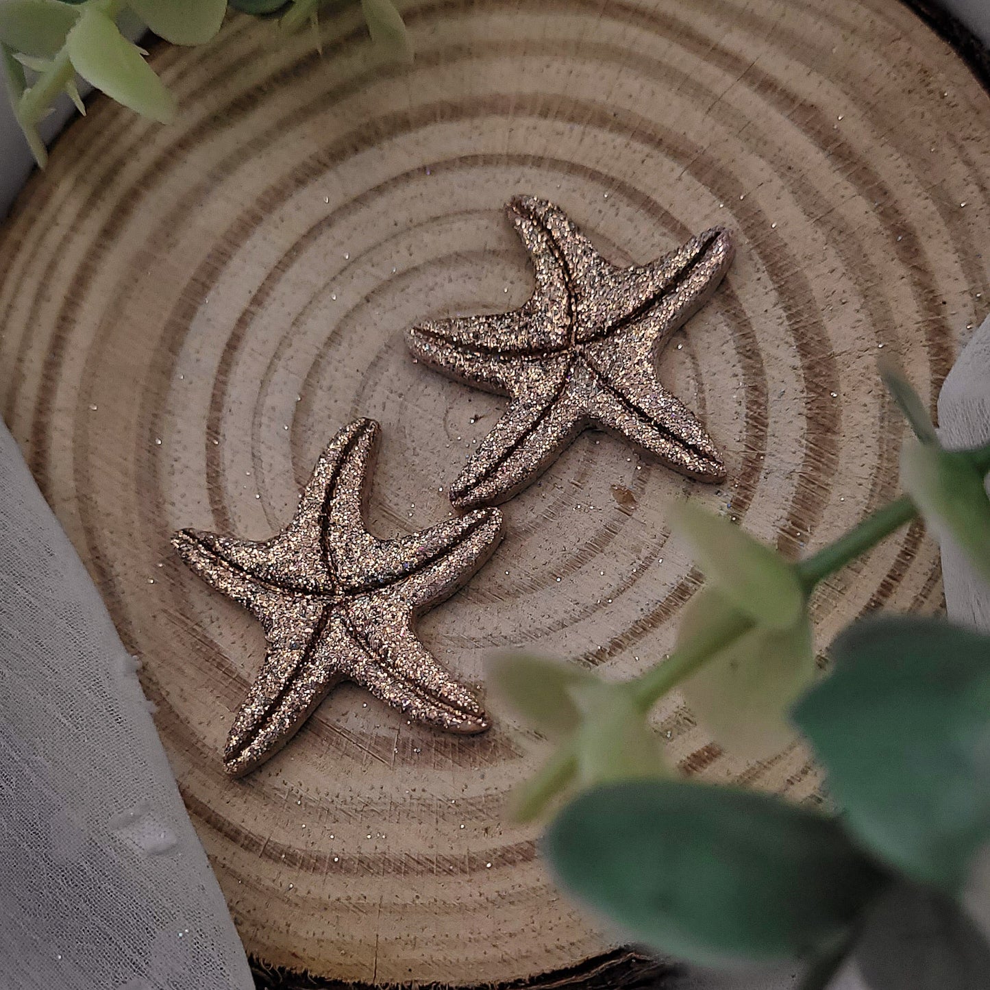Brincos Mia | estrelas do mar | glitter | polymer clay