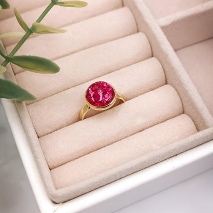 Anillo Zara | Acero inoxidable chapado en oro de 14k | Resina | Arcilla polimérica | Partículas de vidrio