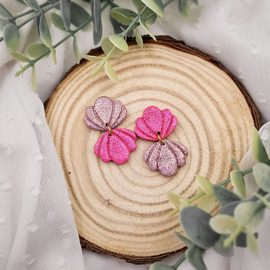 Brincos Coral | Conchas | glitter | polymer clay