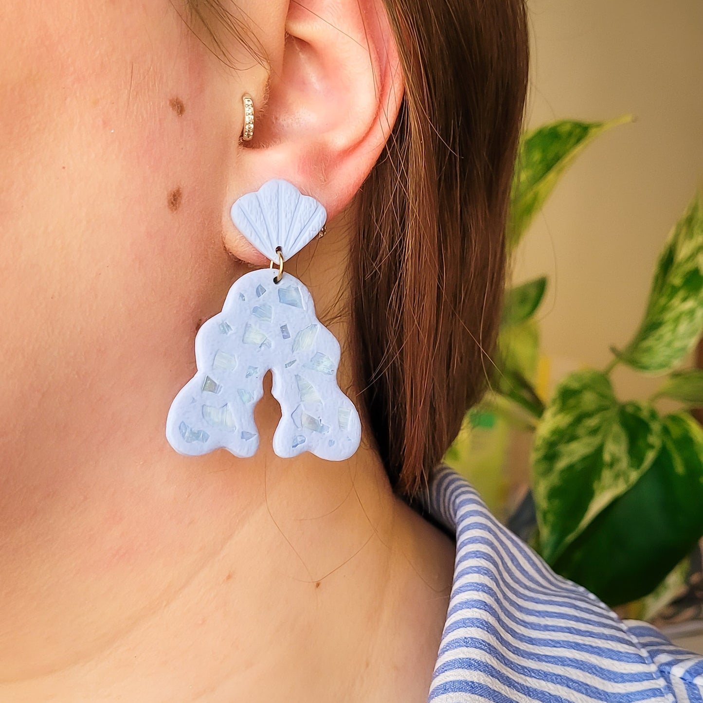 Brincos Celeste | conchas | polymer clay