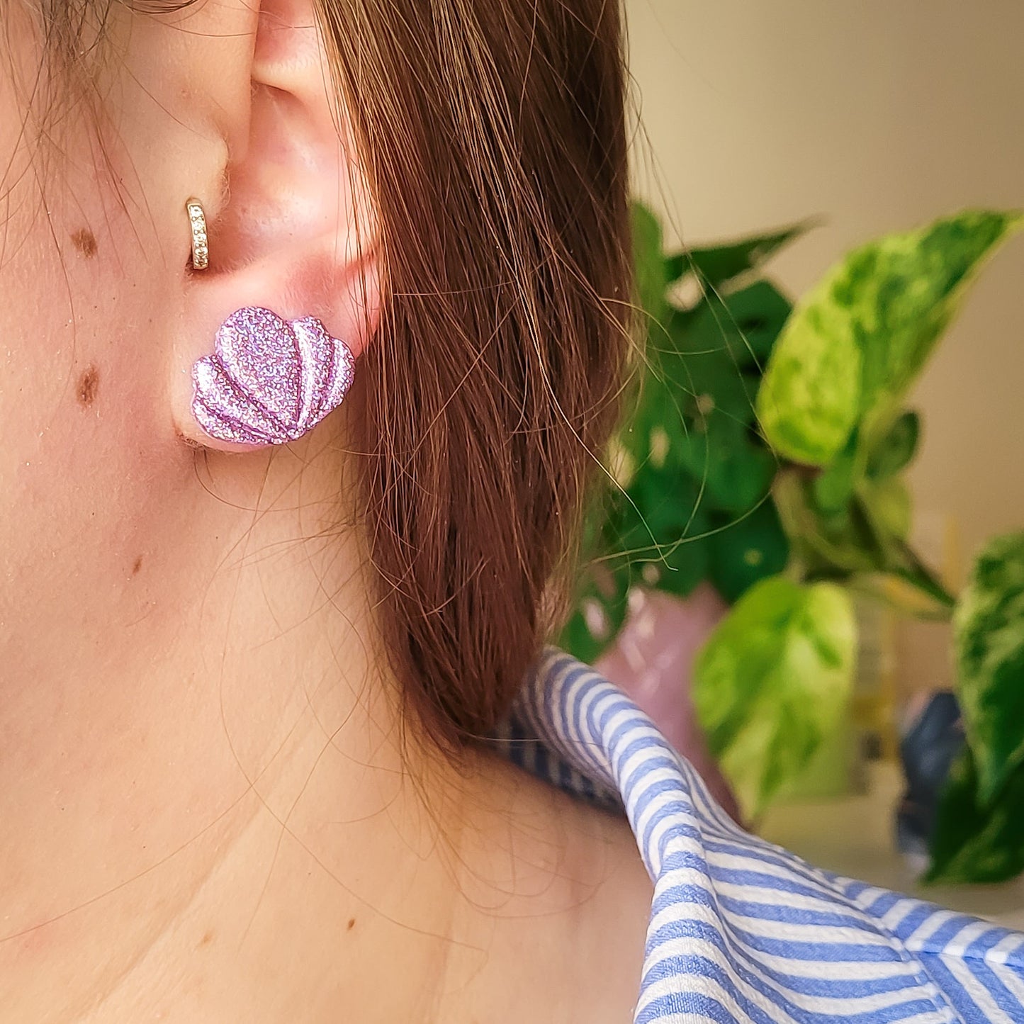 Brincos Concha | glitter | polymer clay