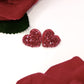 Celina earrings | red heart | polymer clay and resin | glass particles